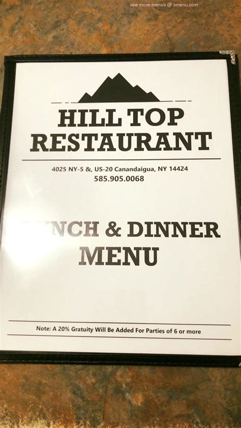 5 - 81 reviews. . Hilltop restaurant canandaigua menu